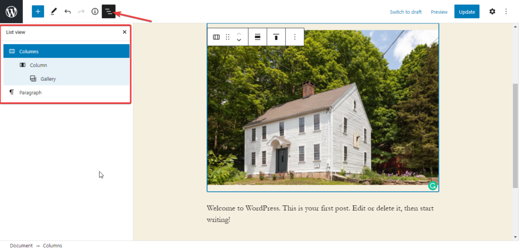 New List View In Gutenberg Editor