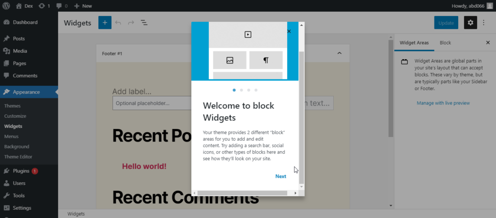 WordPress 5.8 Block Widgets